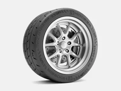 18x10 Rocket Attack Wheel Hoosier Track Attack Pro Tire 3D print model