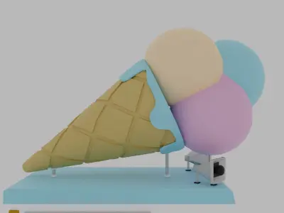 Ice cream truck Low-poly 3D model