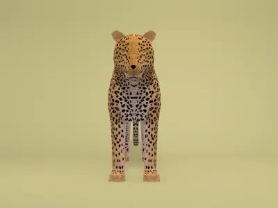 Low Poly Cartoon Leopard Low-poly 3D model