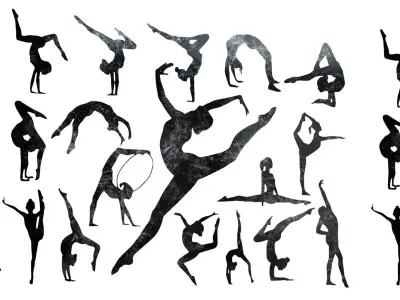 Gymnastics Silhouette Symbol Low-poly 3D model