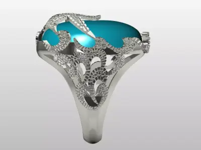  Turquoise Starfish ring 3D print model