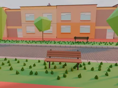 Lowpoly City free urban asset  Free low-poly 3D model