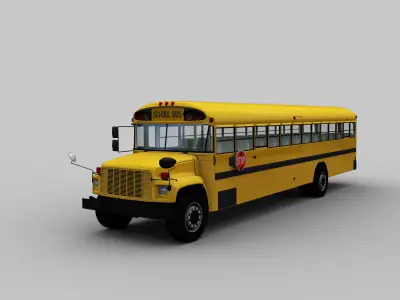 School Bus Low Poly with interior Low-poly 3D model