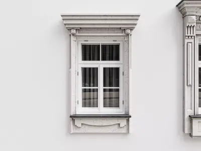 19th century windows in the eclectic-Art Nouveau style Low-poly 3D model