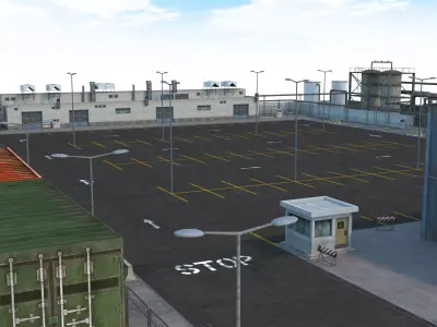 Factory Parking -  Drift Scene Low-poly 3D model