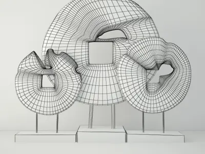 Teak Wood Table Top Decoration 3D model