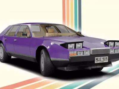 Old Classic Luxury Sedan with interior Low-poly 3D model