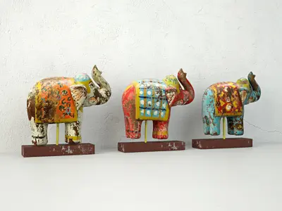 Elephants on Stand 3D model