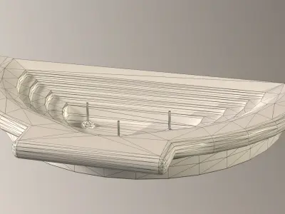 Old City Fountain water big semicircle Low-poly 3D model