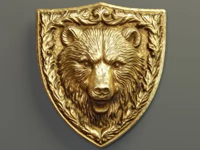 Bear Heraldic Emblem PBR  Low-poly 3D model