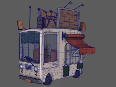 Stylized Cartoon Food Van or Food Truck 3D model