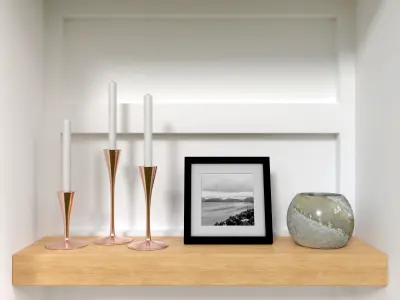 Wall Shelf with Decoration v01 3D model