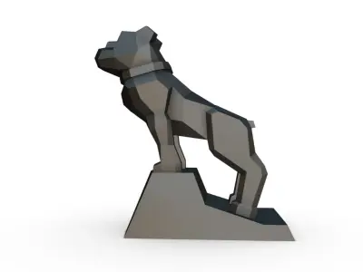 bulldog low poly statue 3D print model