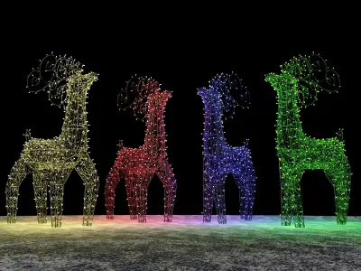 Christmas deer in garlands 3D model