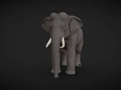 Asian Elephant male Base Mesh Low-poly 3D model