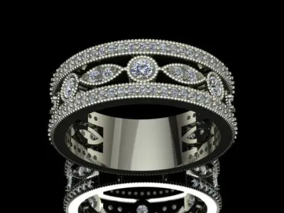 Luxury Double Ring With Diamonds 3D print model