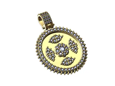 Diamond clusters round iced pendant with bail 3D print model