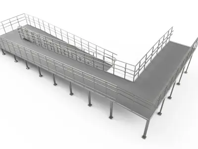 Ramp with railing 3D model