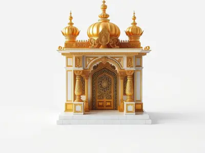 Ornate Temple with Brass Accents Model Pack Low-poly 3D model