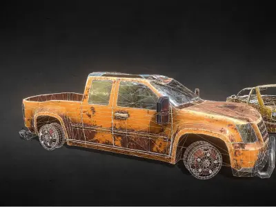 Abandoned Post-Apocalyptic Vehicle Pack Low-poly 3D model