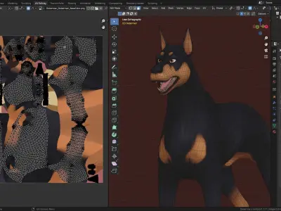 Low poly - Stylized dog - Doberman Low-poly 3D model
