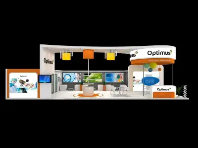 15 mtr x 6 mtr  2 side open exhibition stands 3D print model