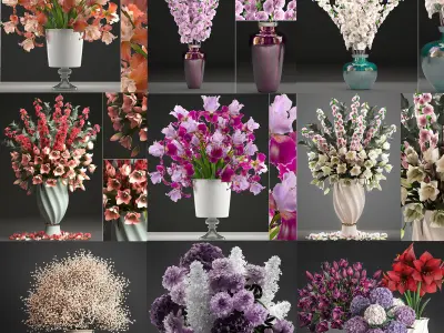 Collection of bouquets 40 pieces 3D model