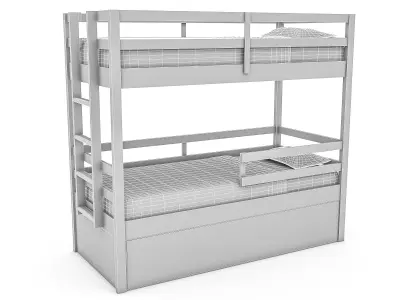 modern wooden bunk bed 02 3D Low-poly 3D model