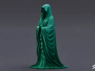 Ghost Statue Standing Vigil Low-poly 3D model