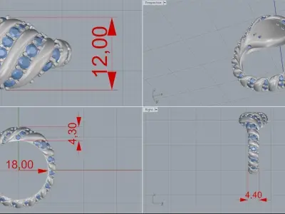 woman ring 3D print model 24