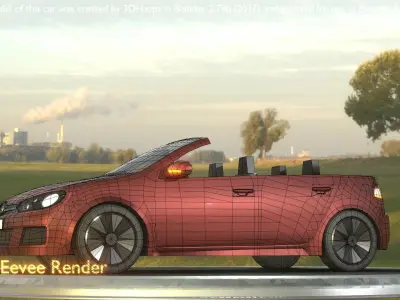 City Car 79 Compact Class Convertible Open Type-C Brown Low-poly 3D model