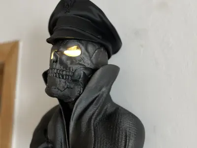 Wall Lamp Skull with cloak  collar with top hat  open eyes 3D print model