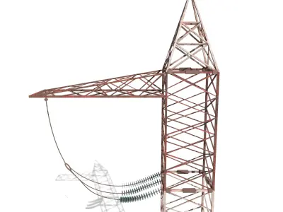 Electricity Pole 6 Weathered Low-poly 3D model