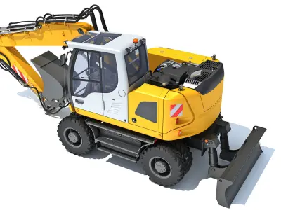 Construction Wheeled Excavator 3D model