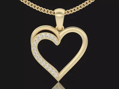 Heart pendant  gold printable jewelry 3D model 3D print model