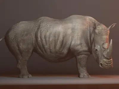 Rhino 3d model rigged  Low-poly 3D model