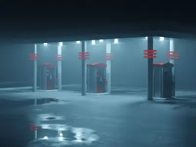 Gas station Low-poly 3D model