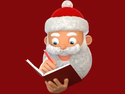 Animated Santa Making List Low-poly 3D model
