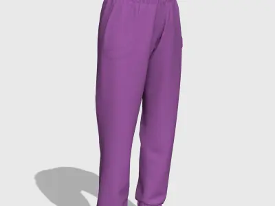 Lilac fleece sweatpants with elastic band  3D model