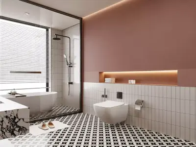 Modern Light-Luxury Bathroom 3D model