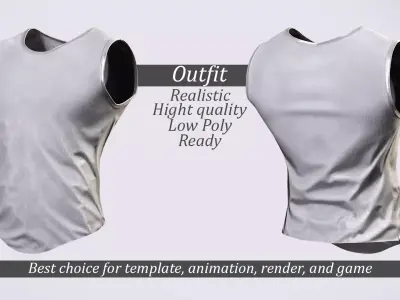 White Tank Top for Male Characters -Real-Time Outfit Low-poly 3D model