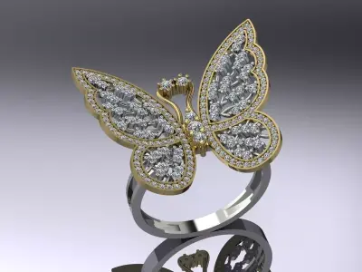 Butterfly Jewelry Ring Gold 3D print model
