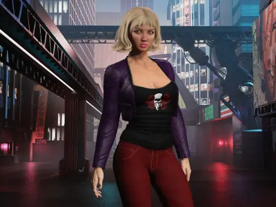 Casual girl full rigged - game ready - animated Low-poly 3D model