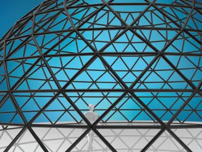 Dome triangulated wire frame structure large Low-poly 3D model