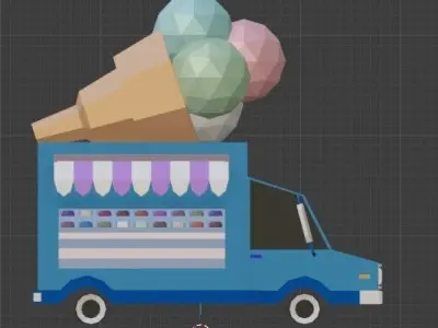 Ice Cream Car Low-poly 3D model