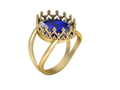 DOUBLE LAYER BLUE SAPPHIRE LUXURY RING 3D PRINTABLE MODEL 3D print model