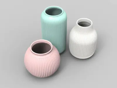 Flower vases - 3 colors 3D model