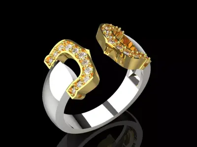 Two-tone Gold STL 3dm Ring with Open Cut Diamonds Model jr00199 3D print model