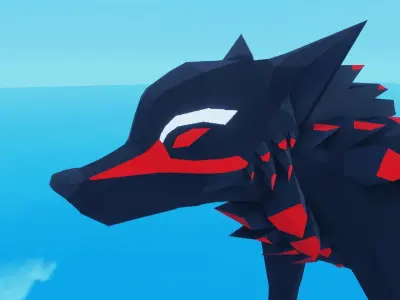 magic wolf Low-poly Game ready PBR  Low-poly 3D model