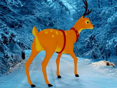 Rigged Cartoon Deer Low-poly 3D model